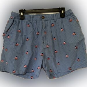 Chubbies American Flag Sailboat Blue Seersucker Shorts (RARE)